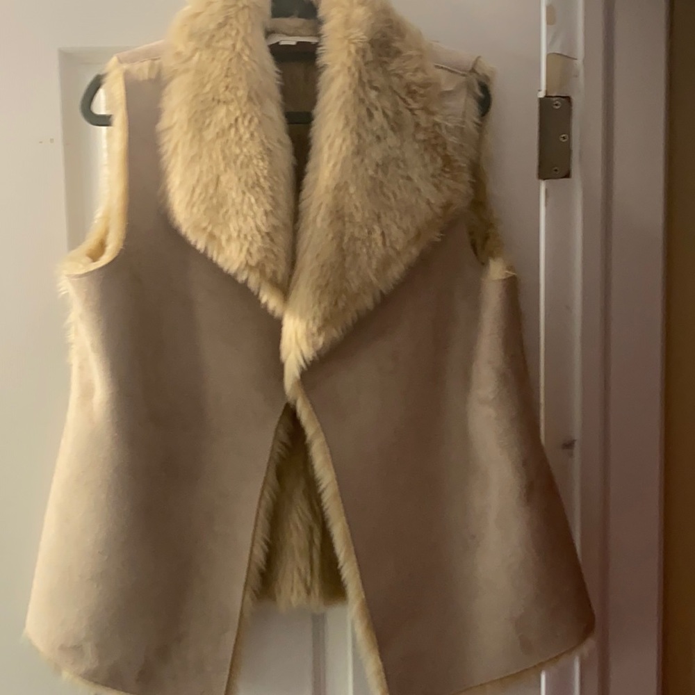 The Loft faux fur lined beige vest